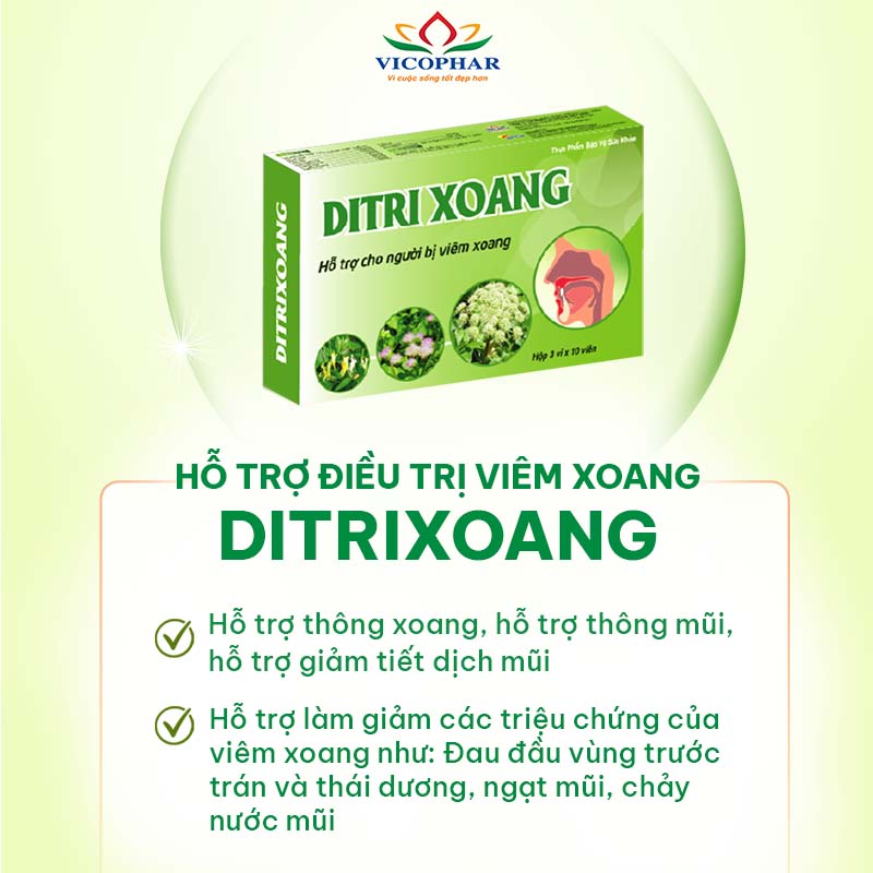 Công dụng viên uống hỗ trợ điều trị viêm xoang Ditrixoang