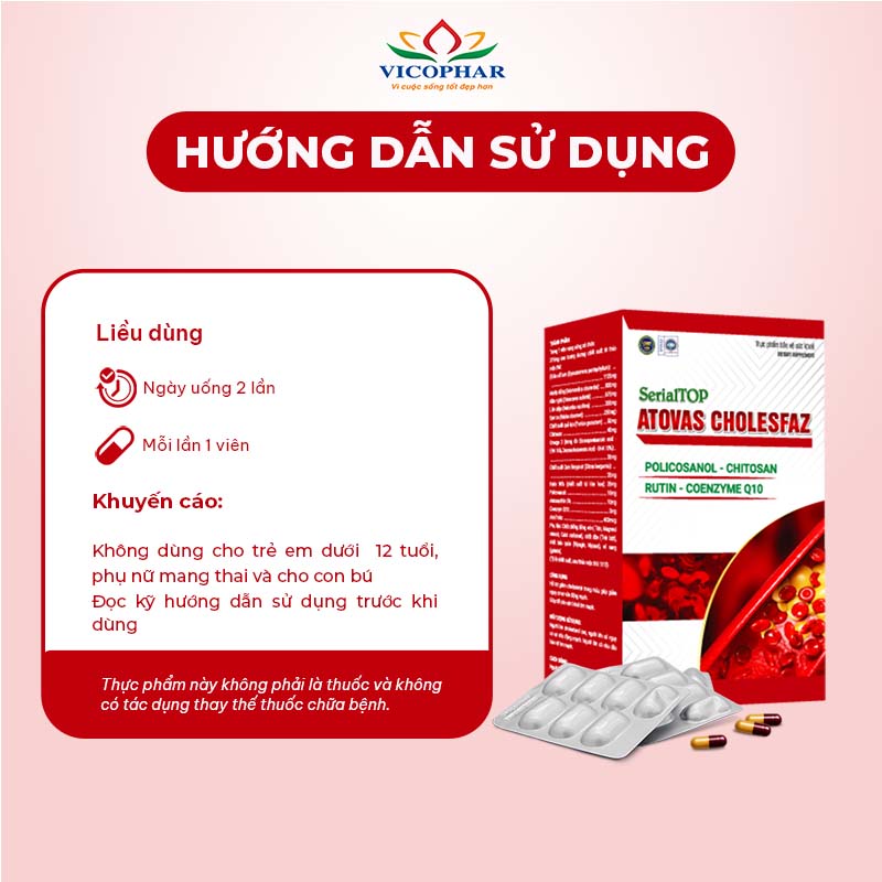 Cách dùng Giảm mỡ máu Atovas Cholesfaz