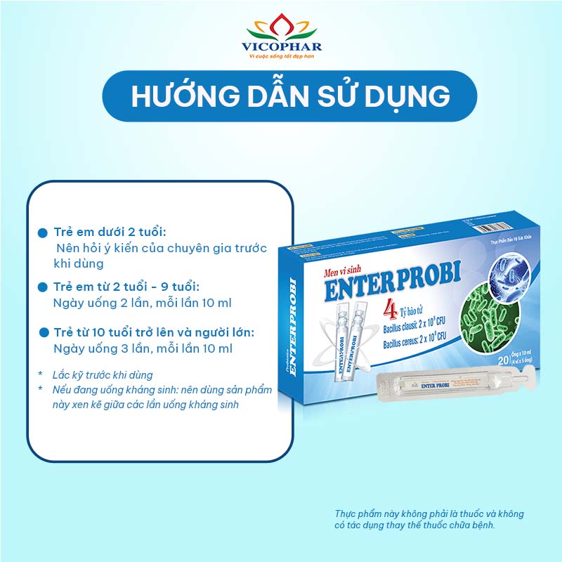 Hướng dẫn sử dụng men vi sinh Enter Probi