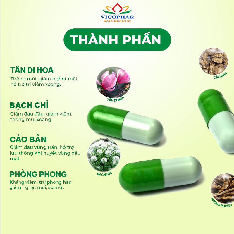 Thành phần viên uống hỗ trợ điều trị viêm xoang Ditrixoang