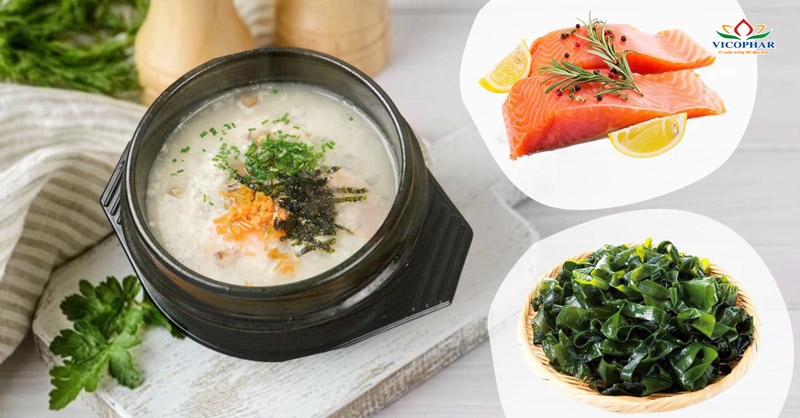 Cháo cá hồi rong biển cho trẻ biếng ăn